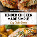 Tender moist chicken breast topped with herbs and served with vegetables for a healthy one dish dinner recipe.